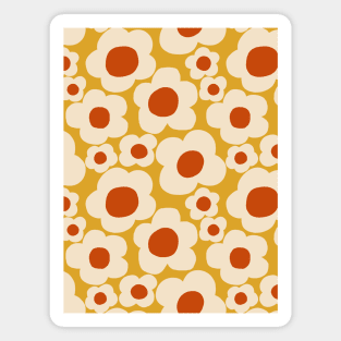 Minimalist groovy floral pattern in mustard yellow Magnet